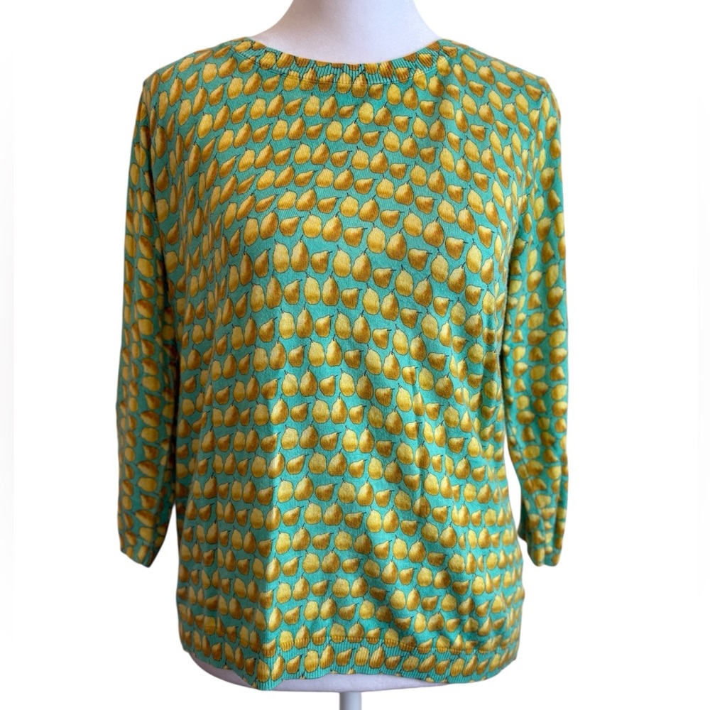 Talbots Pear Boatneck Buttoned Sweater Large Petite
